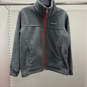 Columbia Charcoal Fleece Jacket with Orange Zipper